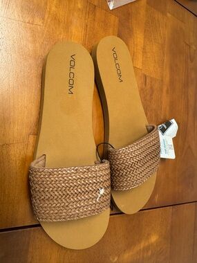 Volcom Women's Tan Braided Slide Sandals